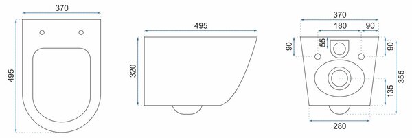 Závěsná WC mísa Rea Carlos Slim Rimless - matná žula