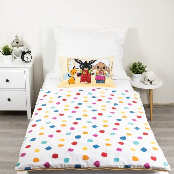 Jerry Fabrics Dětské povlečení do postýlky KRÁLÍČEK BING PLAYROOM, žluté, bavlna hladká, 100x135cm + 40x60cm
