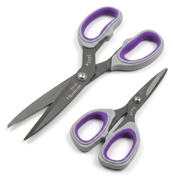 Krejčovské nůžky TEXI TITANIUM TiDUO850 2ks, s ergonomickou rukojetí, délka ostří 9cm, celková délka 21 cm + délka ostří 6,7cm, celková délka 13cm