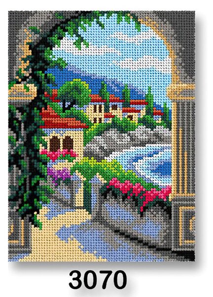VTC Vyšívací předloha, obrázek na vyšívání 70246/3070 pohlednice z dovolené, modrá, 18x24cm