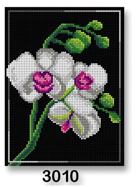 VTC Vyšívací předloha, obrázek na vyšívání 70246/3010 orchidea, bílo-černá, 18x24cm