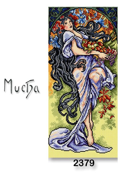 VTC Vyšívací předloha, obrázek na vyšívání 70251/2379, Mucha Podzim, fialovo-zelená, 24x51cm