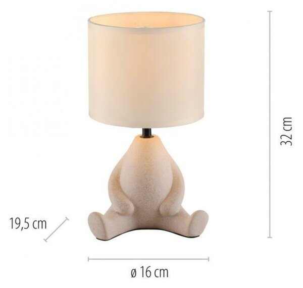 JUST LIGHT stolní lampa béžová sedící postava látkové stínidlo s šňůrový vypínač LD 14190-39