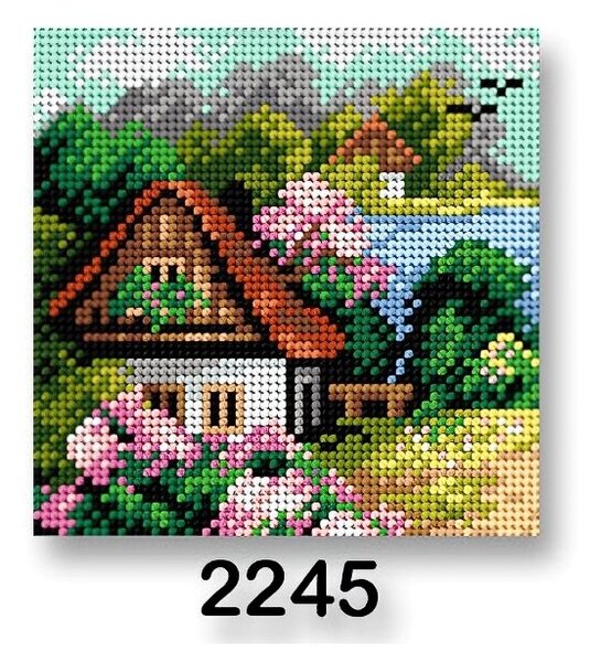 Stoklasa Vyšívací předloha, obrázek na vyšívání 70244/2245, dům jaro 1, zelená, 15x15cm
