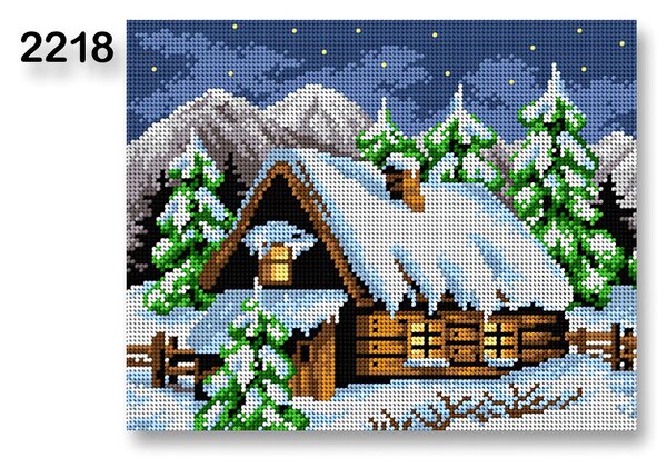 Stoklasa Vyšívací předloha, obrázek na vyšívání 70240/2218, zima 1, modrá, 24x30cm