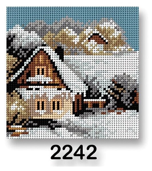 Stoklasa Vyšívací předloha, obrázek na vyšívání 70244/2242, dům zima 1, šedá, 15x15cm