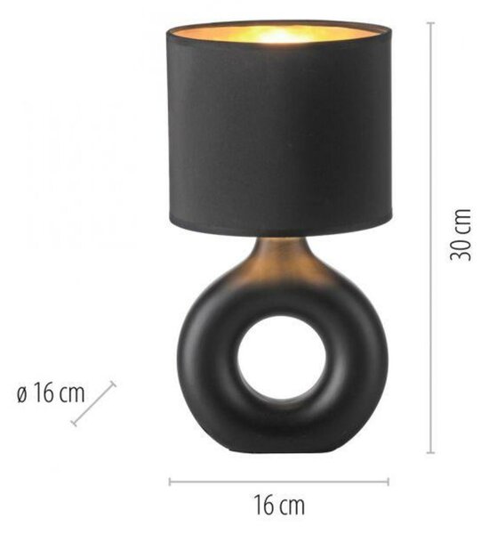 JUST LIGHT stolní lampa černá / zlatá šňůrový vypínač látkové stínidlo LD 14193-18
