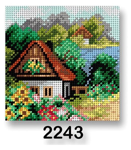 Stoklasa Vyšívací předloha, obrázek na vyšívání 70244/2243, dům léto 1, zelená, 15x15cm