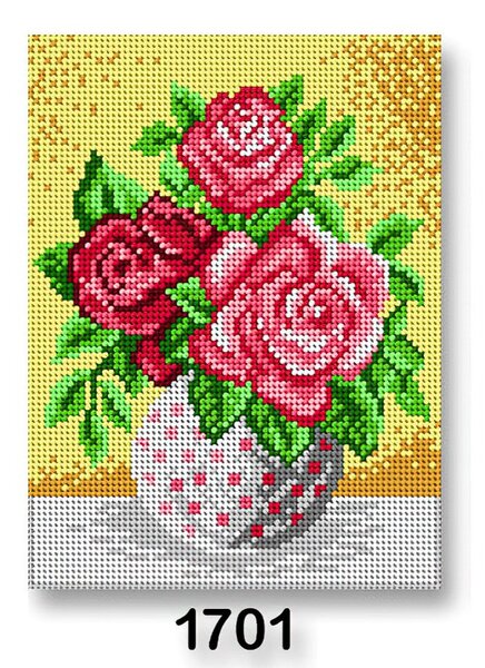 Stoklasa Vyšívací předloha, obrázek na vyšívání 70246/1701, květiny 6, růžová, 18x24cm