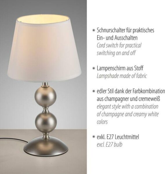 JUST LIGHT stolní lampa krémová bronzová s bílým textilním stínítkem šňůrový vypínač LD 14194-97