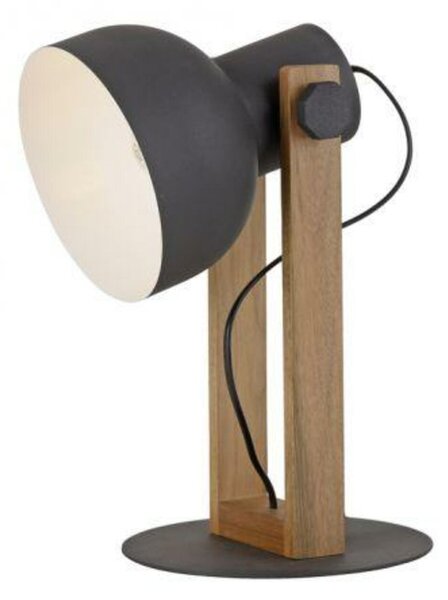 JUST LIGHT stolní lampa černá dřevo z akácie nastavitelná výška industriální LD 15746-18
