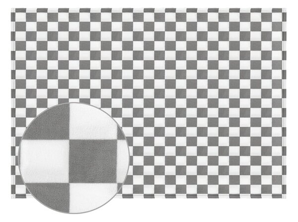 Bellatex Cestovní deka KEMPING PLUS – šedá kostka, lehká pikniková deka z mikrovlákna 150×200cm