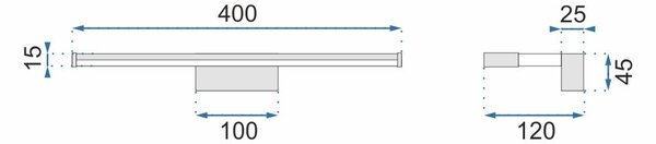 Toolight Toolight, LED koupelnová lampa nad zrcadlo 8W 40CM APP368-1W, chrom, OSW-08434