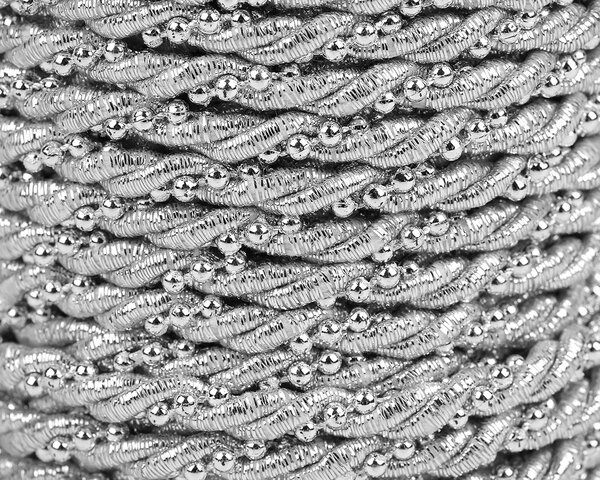 Textil Soldán Šňůrka kroucená / točená lurexová 310275/1, stříbrná, průměr 5mm (šňůra na metry)