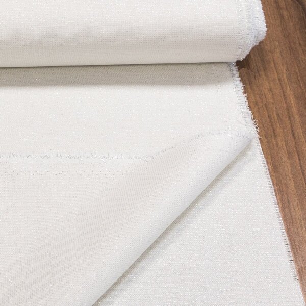 Bavlněné plátno PANAMA WHITE / SILVER, stříbrná nitka, vyšší gramáž š.140cm (látka v metráži)