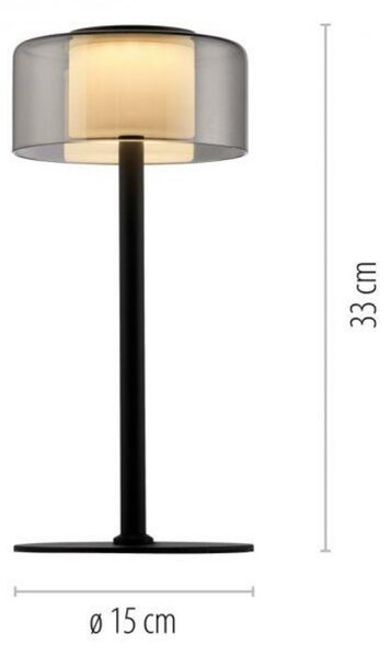 PAUL NEUHAUS LED stolní lampa černá plynule stmívatelné kouřové sklo paměťová funkce 3000K PN 4110-18