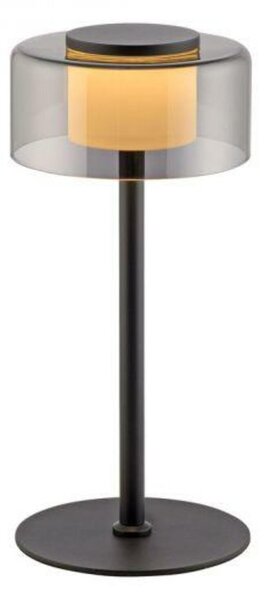 PAUL NEUHAUS LED stolní lampa černá plynule stmívatelné kouřové sklo paměťová funkce 3000K PN 4110-18