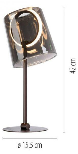 PAUL NEUHAUS LED stolní lampa kávová barva stmívatelné šňůrovým stmívačem kouřové sklo 3000K PN 4542-25