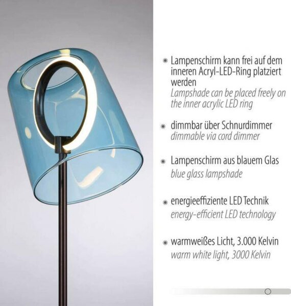 PAUL NEUHAUS LED stolní lampa modrá stmívatelné šňůrovým stmívačem 3000K PN 4542-56