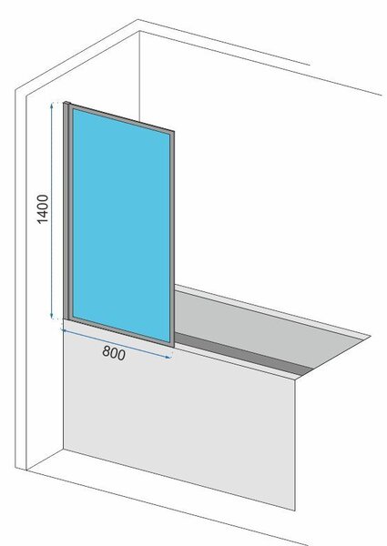 Rea LAGOS 1 FIX - vanová zástěna, 1-křídlová, 80 x 140 cm, černá-transparentní, REA-K4561