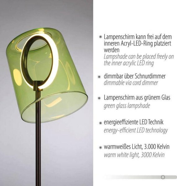 PAUL NEUHAUS LED stolní lampa zelená stmívatelné šňůrovým stmívačem 3000K PN 4542-43