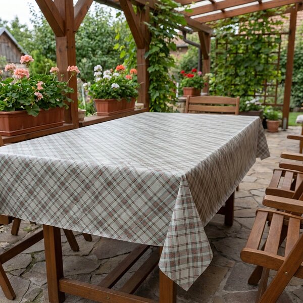 Ubrus PVC s textilním podkladem 128-C, zeleno-červené šikmé káro, š.140cm (metráž)