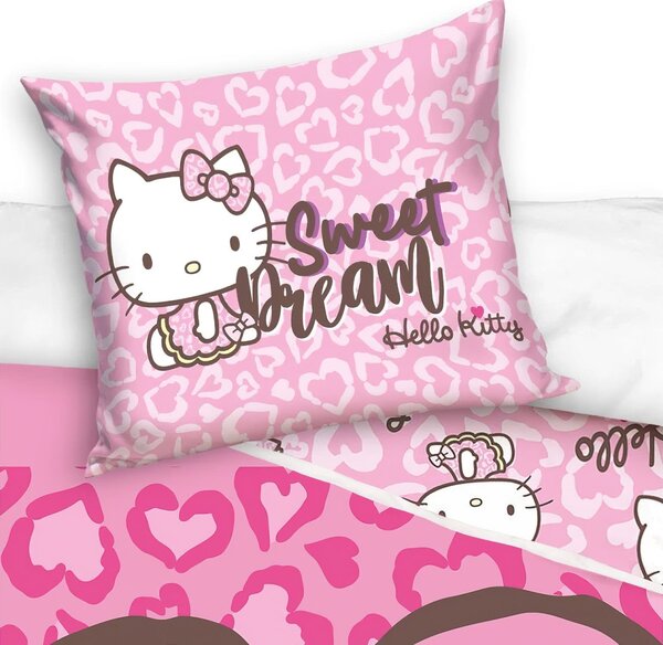 Carbotex povlečení HELLO KITTY RŮŽOVÁ POHÁDKA, růžové, bavlna hladká, 140x200cm + 70x90cm