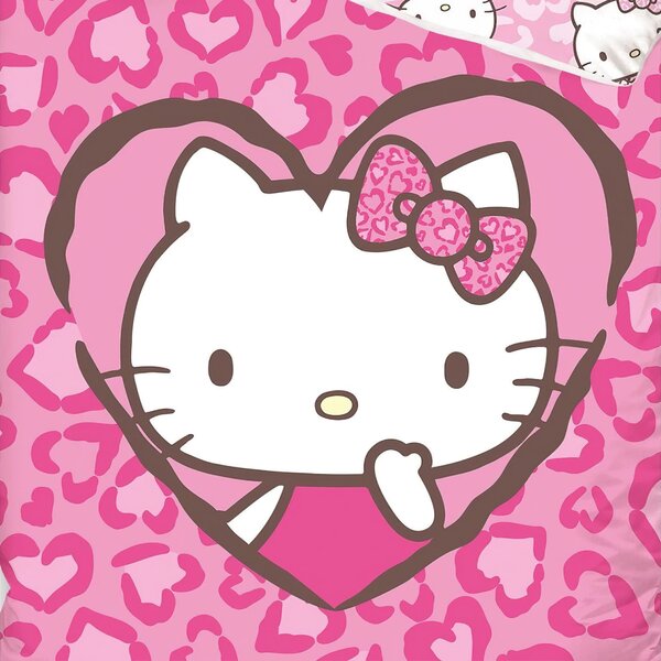 Carbotex povlečení HELLO KITTY RŮŽOVÁ POHÁDKA, růžové, bavlna hladká, 140x200cm + 70x90cm
