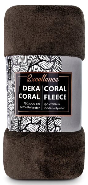 TipTrade deka z mikroplyše CORAL FLEECE jednobarevná UNI HNĚDÁ, 150x200cm