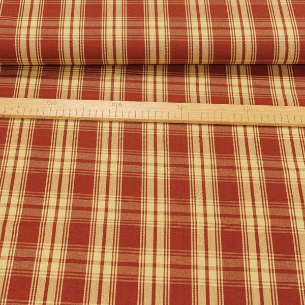 Potahové akrylové plátno (dralon, teflon) na zahradní nábytek, červeno-béžové káro, š.160cm (látka v metráži)