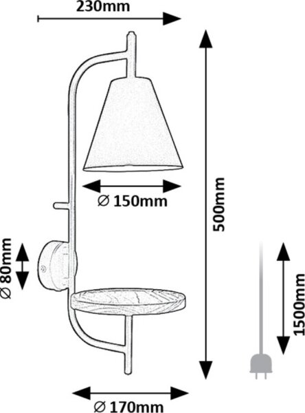 Rabalux 71293 - Nástěnná lampa s poličkou AZOME 1xE27/15W/230V buk
