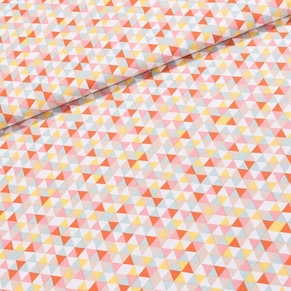 Bavlněné plátno TRIMIX 50-18B, mnohobarevné trojúhelníky, š.150cm (látka v metráži)