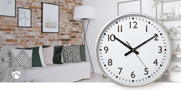 Nedis CLWA016PC38AL - Nástěnné hodiny pr. 38 cm 1xAA bílá