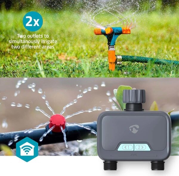Nedis BTWV20GY - Regulátor průtoku vody 4xAA Wi-Fi Tuya IP54