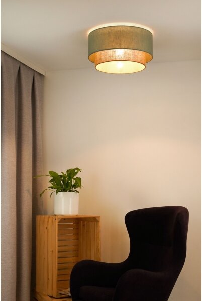 Duolla - Stropní svítidlo BOHO 1xE27/15W/230V pr. 45 cm zelená/hnědá