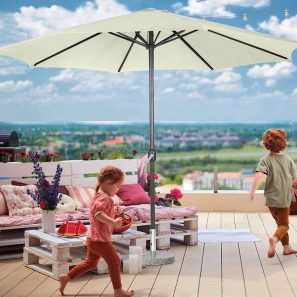 MIADOMODO Slunečník s kličkou 250 cm, krémový