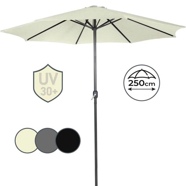 MIADOMODO Slunečník s kličkou 250 cm, krémový