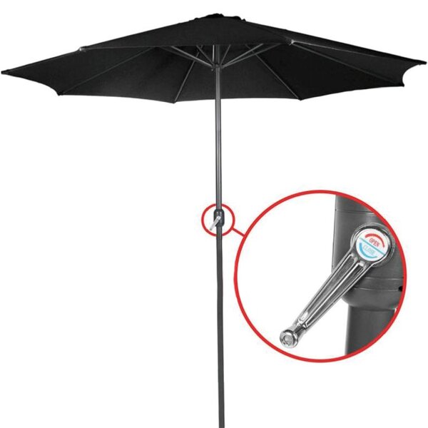 MIADOMODO Slunečník s kličkou 250 cm, černý