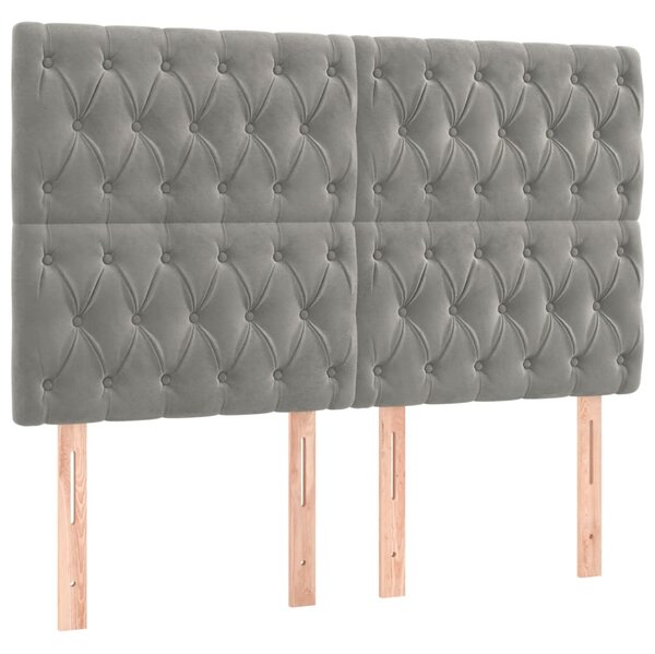 Box spring postel s matrací a LED světle šedá 140x190 cm samet 3136299