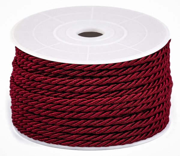 Textil Soldán Kroucená šňůra / provaz, vínová lesklá, průměr 6,5mm (šňůra na metry)