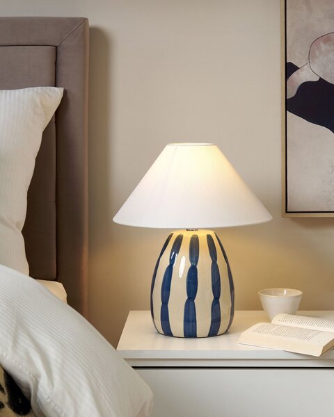 Stolní lampa LUCHETTI Keramika Bílá/Modrá