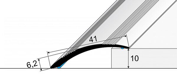 Přechodový profil 41 mm, oblý (samolepící) | nivelace 0 - 10 mm Dub drásaný P301