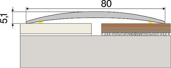 Přechodový profil 80 mm, oblý (samolepící) | nivelace 0 - 5 mm Wenge P02