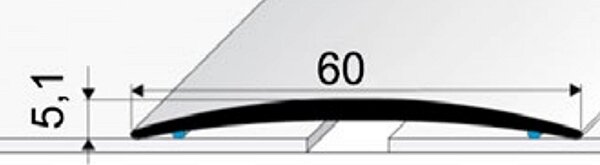 Přechodový profil 60 mm, oblý (samolepící) | nivelace 0 - 5 mm Im. nerezi kartáč F2G