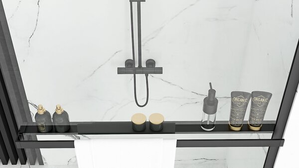 Sprchová zástěna REA BLER 70 + police a věšák EVO