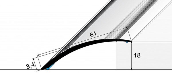 Přechodový profil 61 mm, oblý (samolepící) | nivelace 0 - 18 mm Dub arctic E904