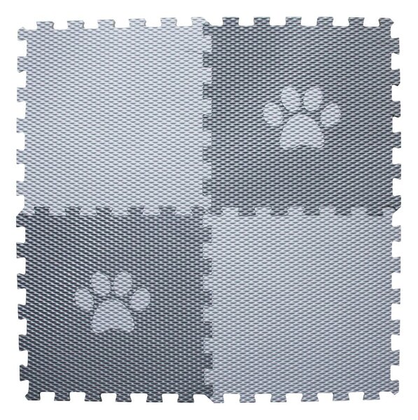 Pěnová puzzle podložka pro psy TLAPKA ze 4 podlahových dílů - Světle šedá