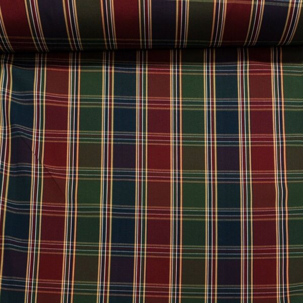 Potahové akrylové plátno (dralon, teflon) na zahradní nábytek, vínovo-modro-zelené káro, š.140cm (látka v metráži)