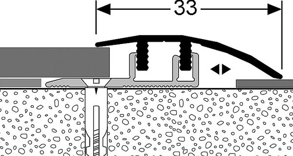 Přechodový spojovací profil 33 mm pro krytiny do 7,5 mm (narážecí / šroubovací) | nivelace 4 - 12 mm Im. nerezu kart. F2G