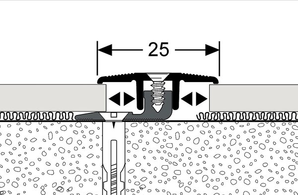 Přechodový profil 25 mm pro krytiny do 9,5 mm (šroubovací) | nivelace 4 - 12 mm Im. nerezu kart. F2G